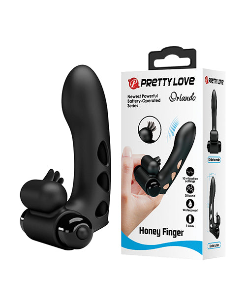 Pretty Love BI-014836 Orlando Finger Sleeve Vibrator, Black, Silicone