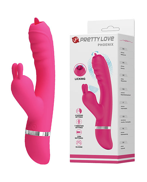Pretty Love Phoenix Licking & Sucking Rabbit, Triple Action Vibrator – Pink