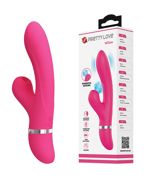 Pretty Love Willow Sucking Rabbit Vibrator, 7 Vibration & 4 Suction Modes, Pink