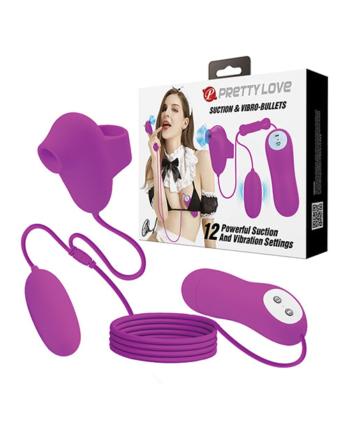 Pretty Love/ Crazy Bull BI-014925 Suction & Vibro Bullets, Fuchsia, 12 Modes