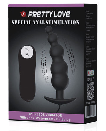 Pretty Love BI-040039 Vibrating Bead Butt Plug, 12 Settings, 4.65"