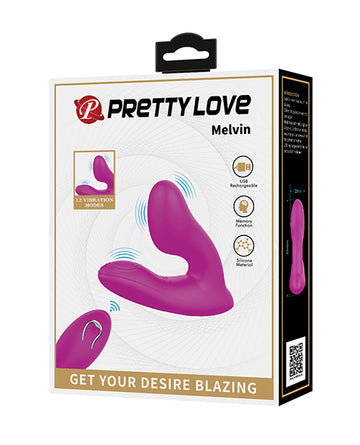 Pretty Love Melvin Dual Stimulator, Fuchsia – 12 Functions, USB Rechargeable
