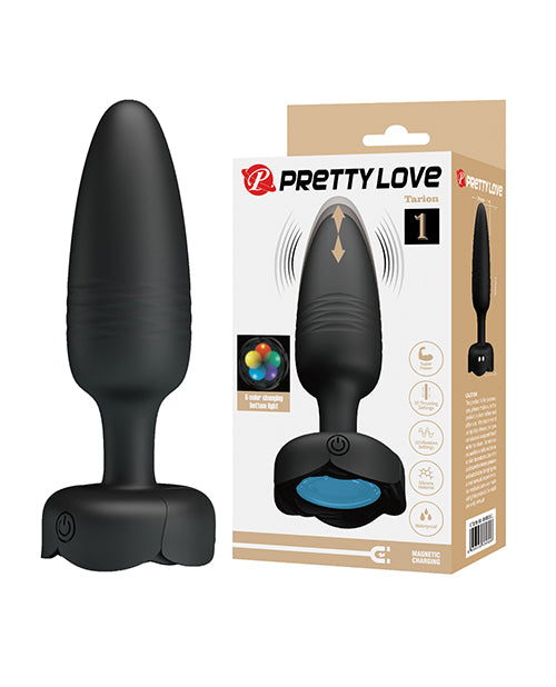 Pretty Love Tarion Thrusting Butt Plug with Multi-Color LED Lights - Black