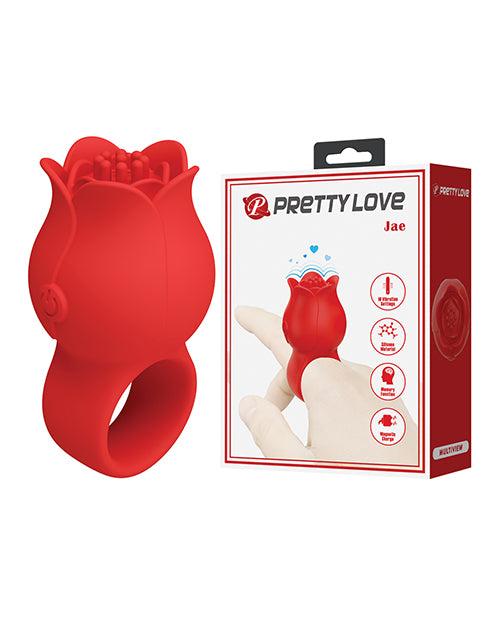 Pretty Love Jae Floral Ring Finger Vibrator, Red – 10 Modes