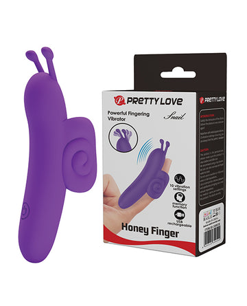 Pretty Love Snail Honey Finger Vibrator, 10-Mode USB Rechargeable - Purple