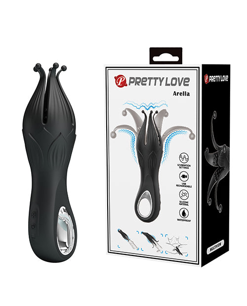 Pretty Love Arella Multi-Petal Vibrating Penis Trainer, Black