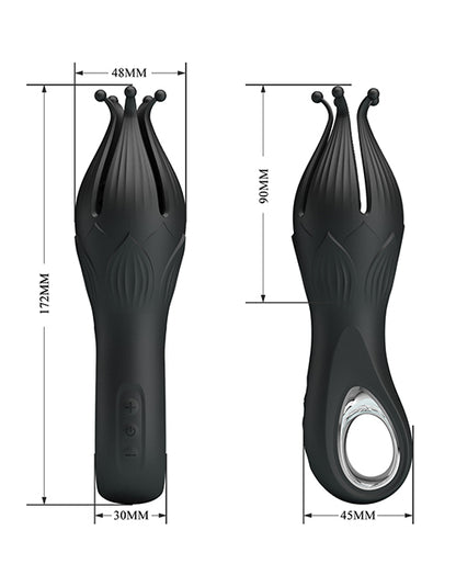 Pretty Love Arella Multi-Petal Vibrating Penis Trainer, Black