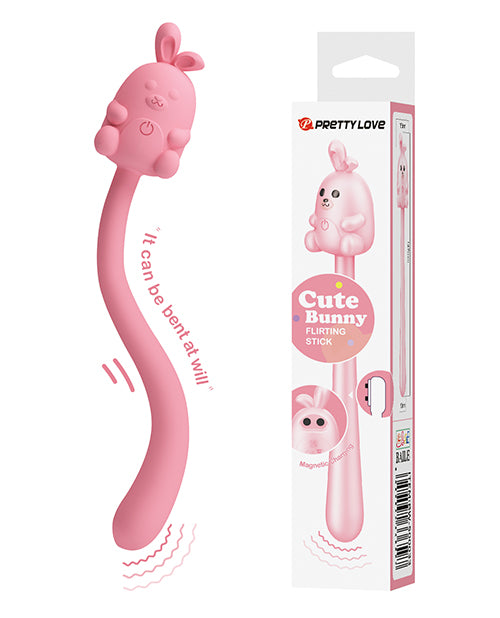Pretty Love Cute Bunny Flirting Stick, 7-Mode Rechargeable Silicone Vibrator