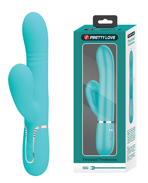 Pretty Love Mariana 4-in-1 Twinkled Tenderness Rabbit Vibrator, Aqua