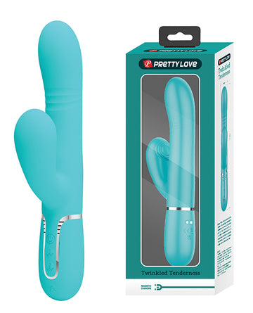 Pretty Love Mariana 4-in-1 Twinkled Tenderness Rabbit Vibrator, Aqua