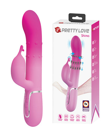 Pretty Love Shima Dual-Motor Rabbit Vibrator, Pink – Rechargeable Silicone