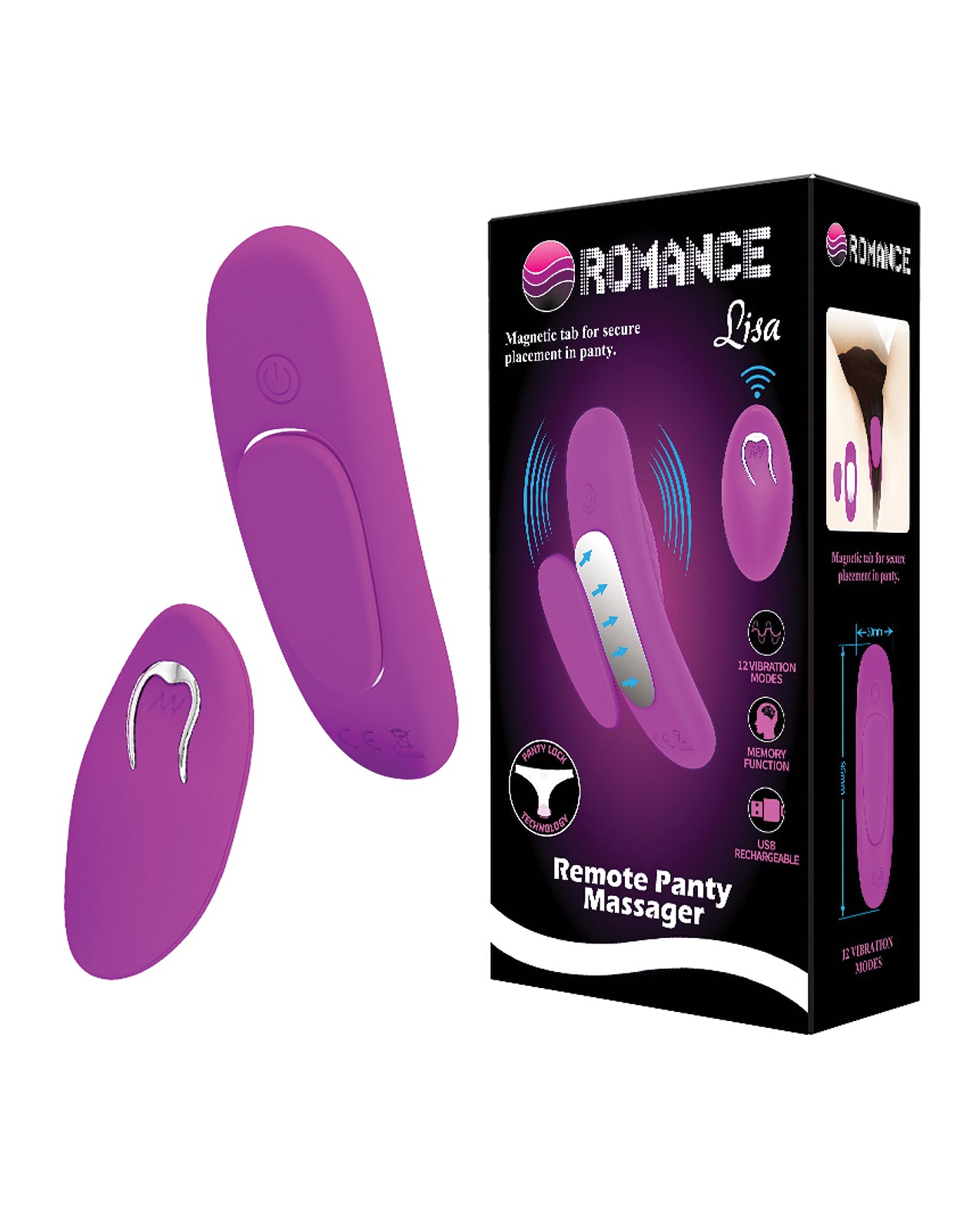 Pretty Love Romance Lisa Magnetic Panty Vibe, 12 Modes with Wireless Remote