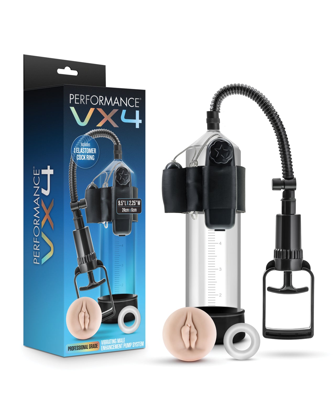 Blush Novelties BL-04091 Performance VX4 Pump, 8.75" L, Multispeed Vib, AA Batt