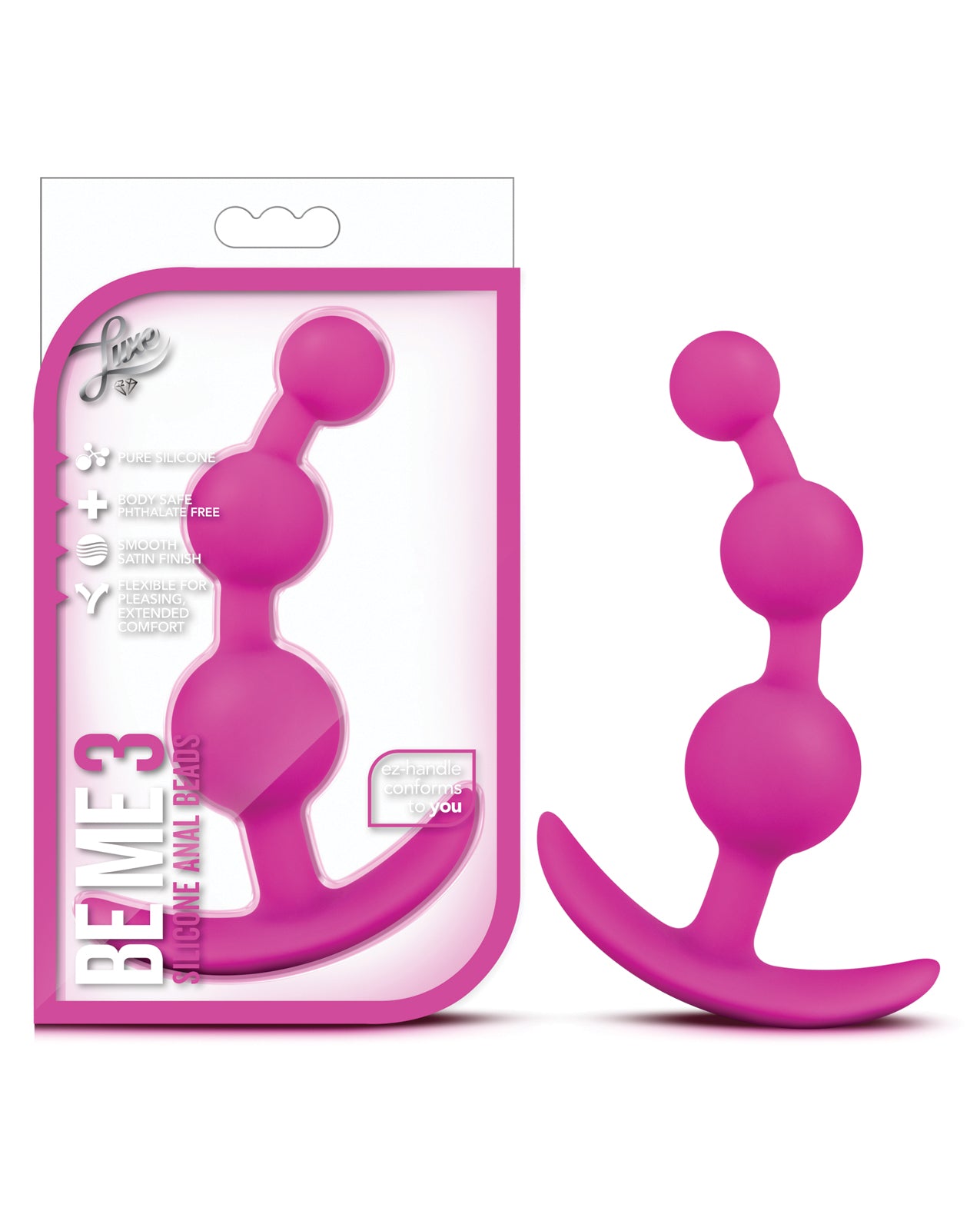 Blush Novelties BL-10680 Luxe Be Me 3 Anal Plug, Silicone, Blue