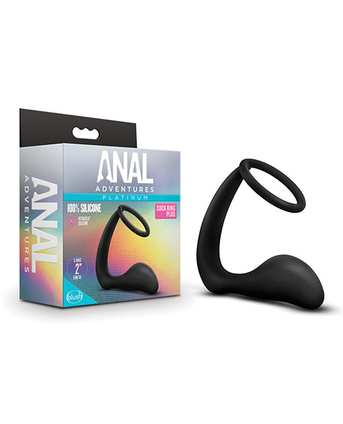 Blush Novelties BL-11245 Anal Adventures Cock Ring Plug, Black Silicone