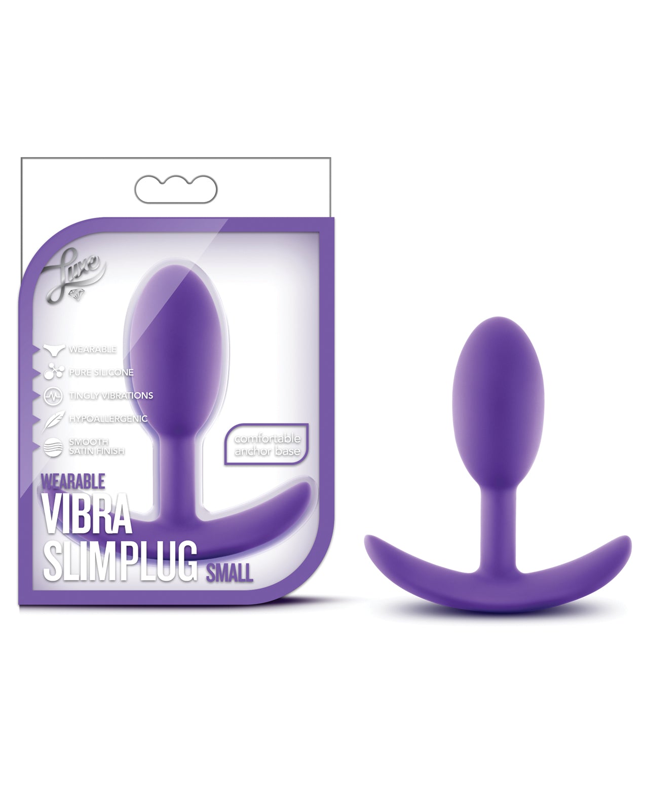 Blush Novelties BL-11851 Luxe Wearable Vibra Slim Plug Small, Purple, Vibrating