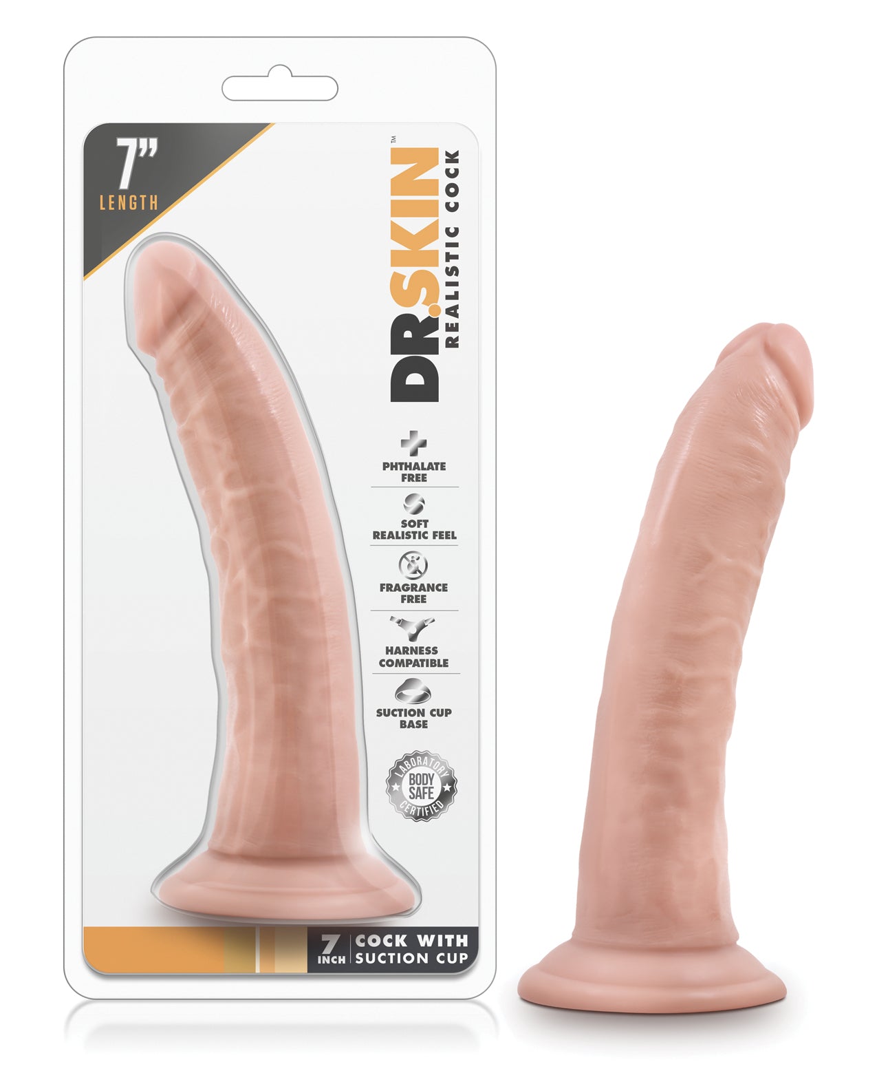 Blush Novelties BL-12703 Dr. Skin Realistic Cock, 7-Inch, Suction Cup