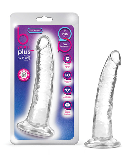 Blush Novelties BL-12709 B Yours Plus Lust n' Thrust Dildo, 7.5" L, TPE, Clear