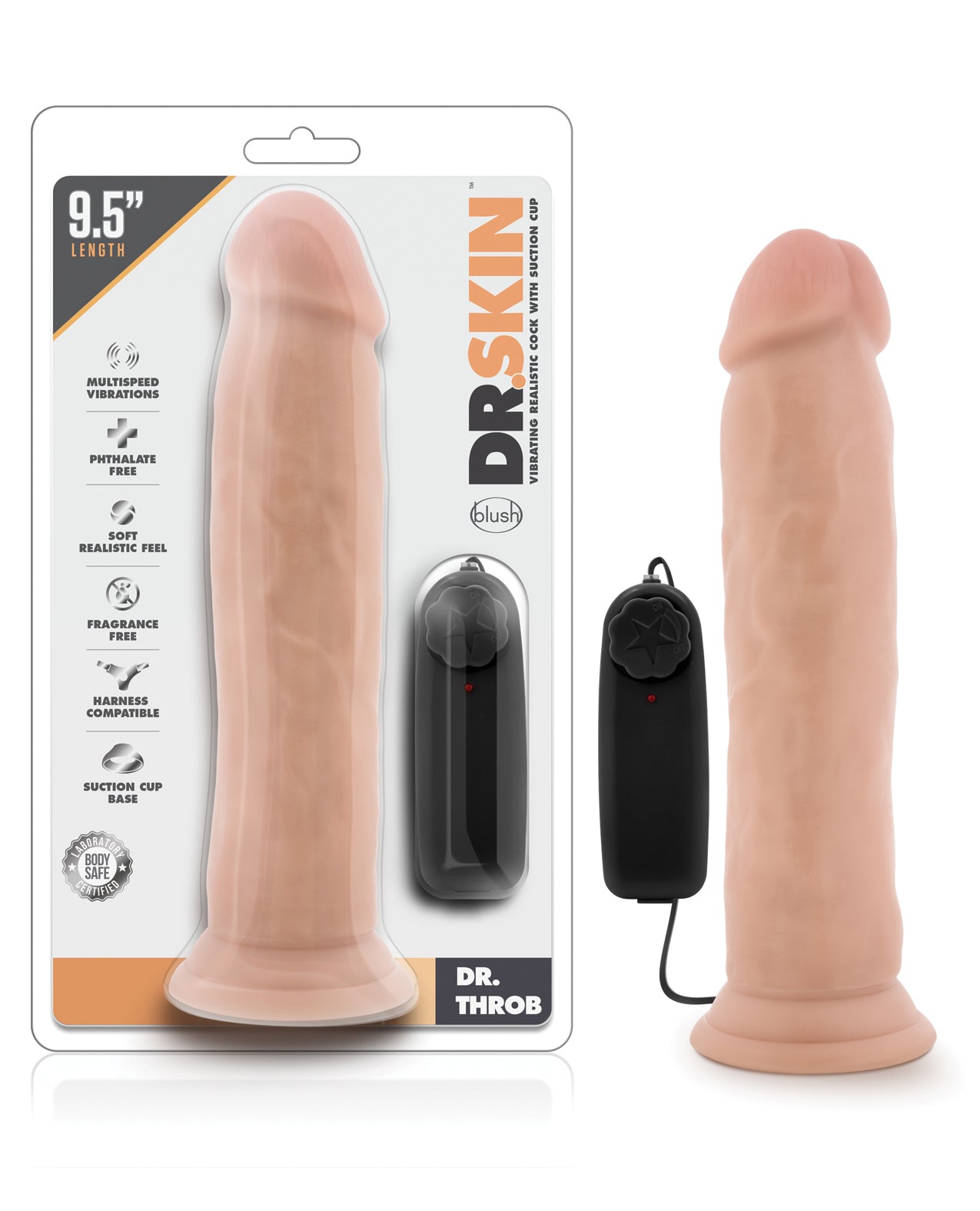 Blush Novelties BL-13813 Dr. Throb 9.5" Vibrating Cock w/Suction Cup