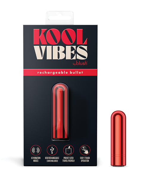 Blush Novelties Kool Vibes Mini Rechargeable Bullet, Cherry Red, 10 Modes