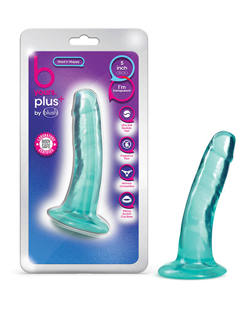 Blush Novelties BL-14512 B Yours Plus Hard n Happy Dildo, 5.5" L, Teal