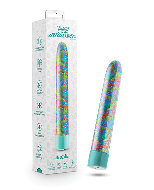 Blush Limited Addiction Utopia 7-Inch Rechargeable Vibe, Aqua