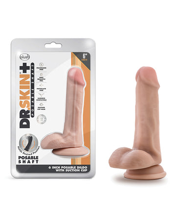 Blush Novelties BL-14903 Dr. Skin Plus 6" Poseable TPE Dildo, Suction Base