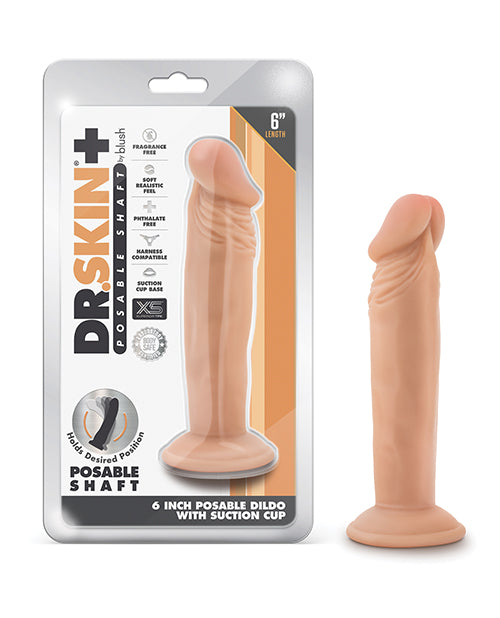 Blush Novelties BL-14923 Dr. Skin Plus Posable Dildo, 6" TPE