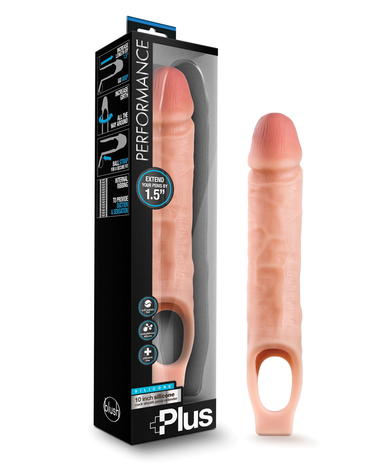 Blush Novelties BL-22593 10" Silicone Cock Sheath Penis Extender - Realistic