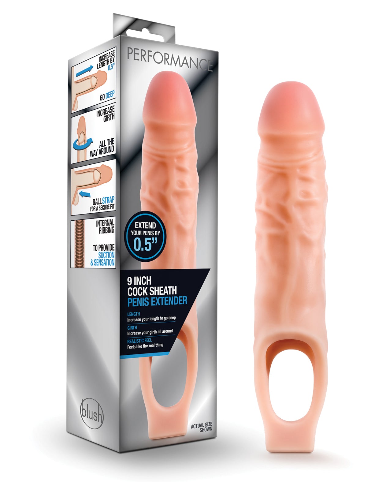 Blush Novelties BL-26583 Performance 9" Cock Sheath Penis Extender, TPE
