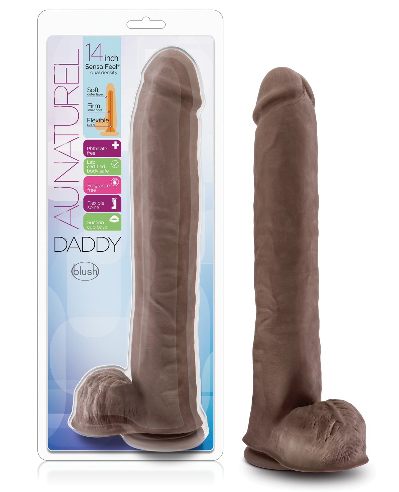 Blush Novelties BL-26646 Daddy 14" Dual Density Dong w/ Suction Cup, TPE