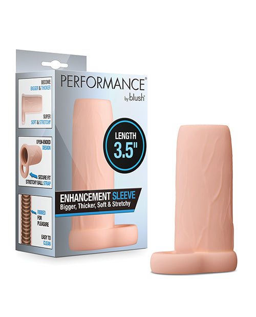Blush Novelties BL-26823 Enhancement Sleeve, 3.5" Length, Beige, Ribbed TPE