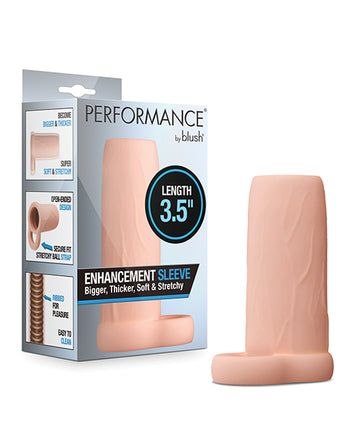 Blush Novelties BL-26823 Enhancement Sleeve, 3.5" Length, Beige, Ribbed TPE
