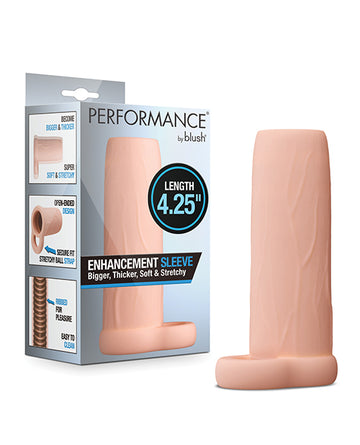 Blush Novelties BL-26833 Enhancement Sleeve, 4.25" TPE, Beige, Ribbed