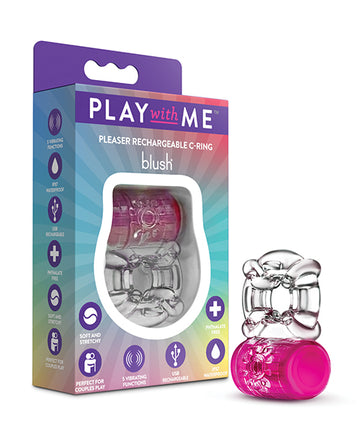 Blush novelties BL-31610 Play With Me Rechargeable C-Ring, Pink, 5 Patterns