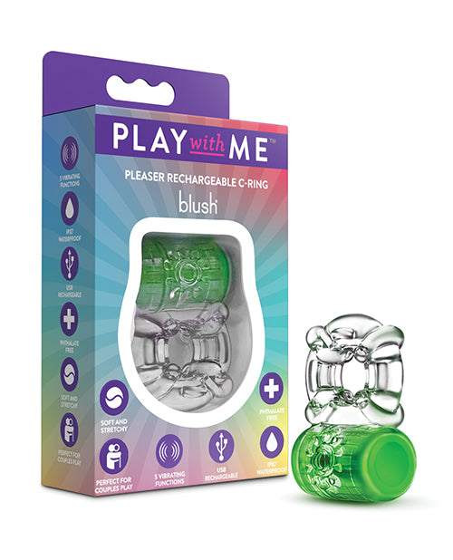 Blush novelties BL-31622 Play With Me Rechargeable C-Ring, Neon Green, Vibrating