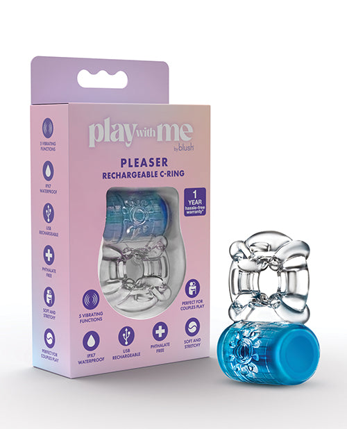 Blush Novelties BL-31912 Play With Me Rechargeable C Ring, Blue, Vibrating, TPE