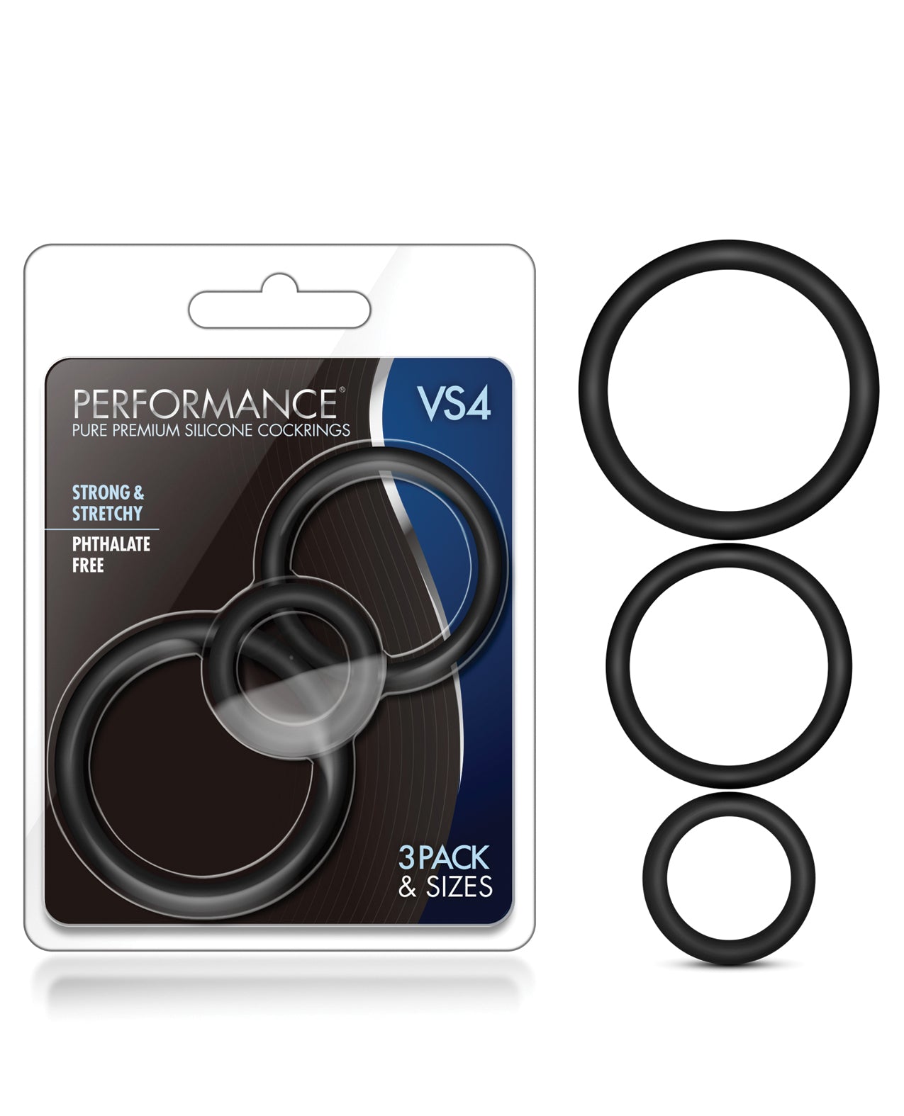 Blush Novelties BL-370815 Performance VS4 Silicone Cockring Set, 3 Sizes