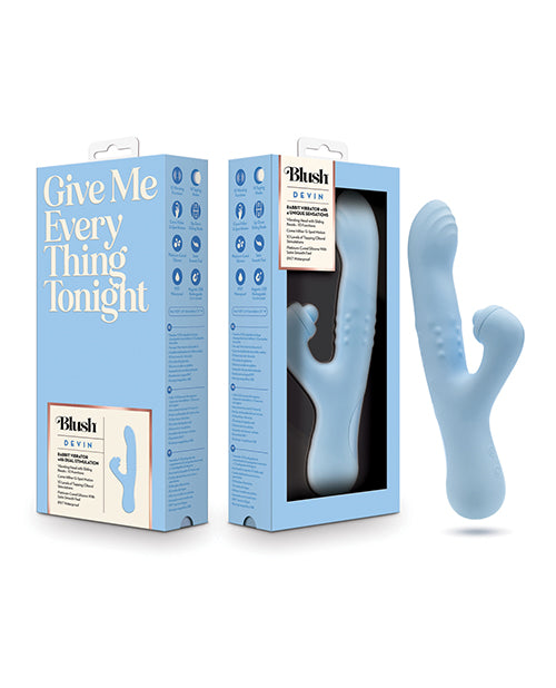 Blush Devin G-Spot & Clitoral Rabbit Vibrator, 10 Modes, Blue