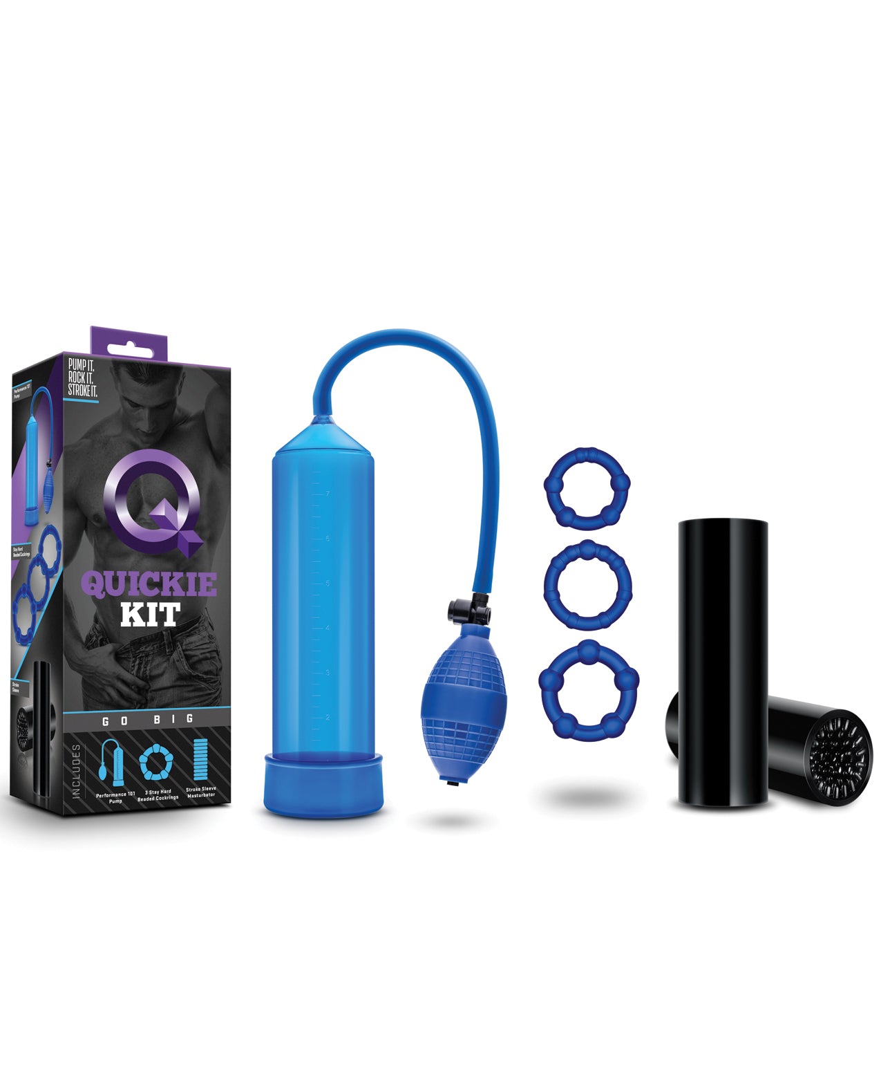 Blush Novelties BL-50122 Go Big Quickie Kit, Vibrating, Blue