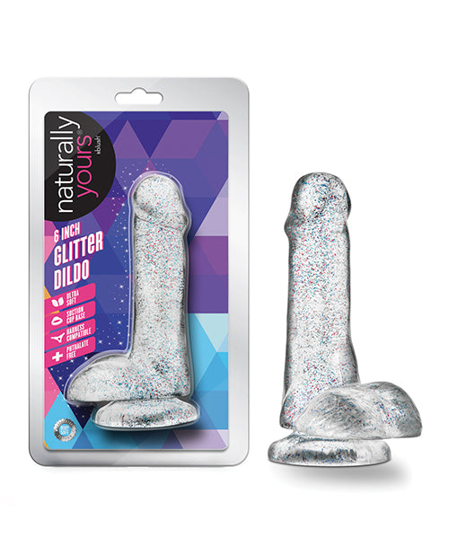 Blush Novelties BL-54309 Naturally Yours 6" Glitter Cock, Clear TPE