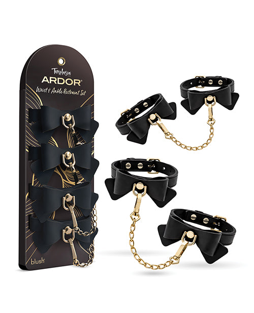 Blush Novelties BL-55525 Ardor Wrist & Ankle Restraints with Bow - Black