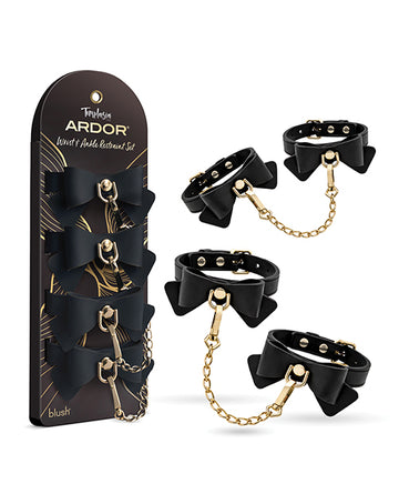Blush Novelties BL-55525 Ardor Wrist & Ankle Restraints with Bow - Black
