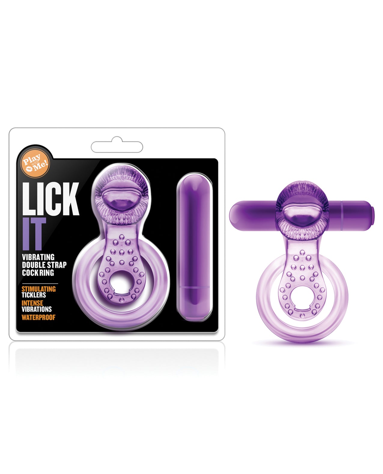 Blush Novelties BL-61911 Lick It Vibrating Double Cockring, Purple, TPE
