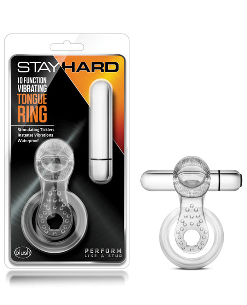 Blush Novelties BL-66912 Stay Hard Vibrating Tongue Ring, 10 Function, PVC