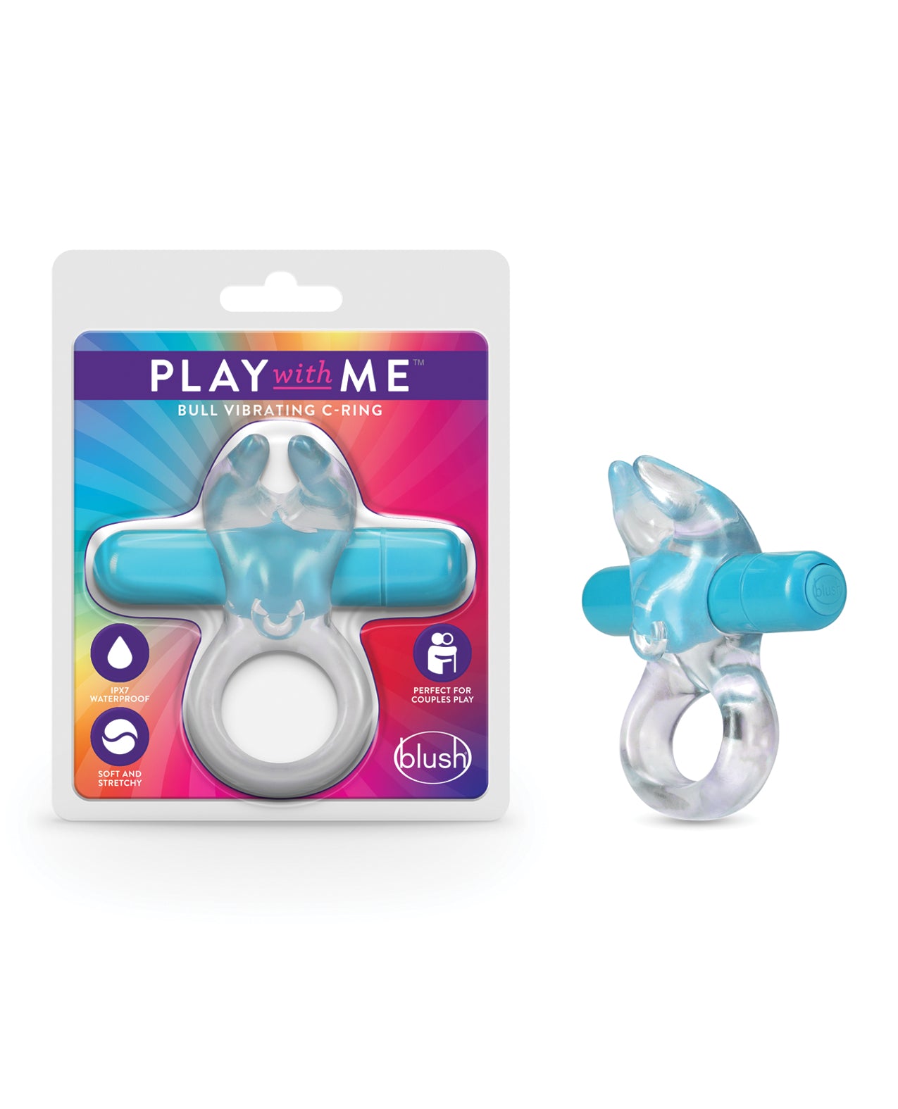 Blush Novelties BL-74202 Play With Me Bull Vibrating C Ring, Blue