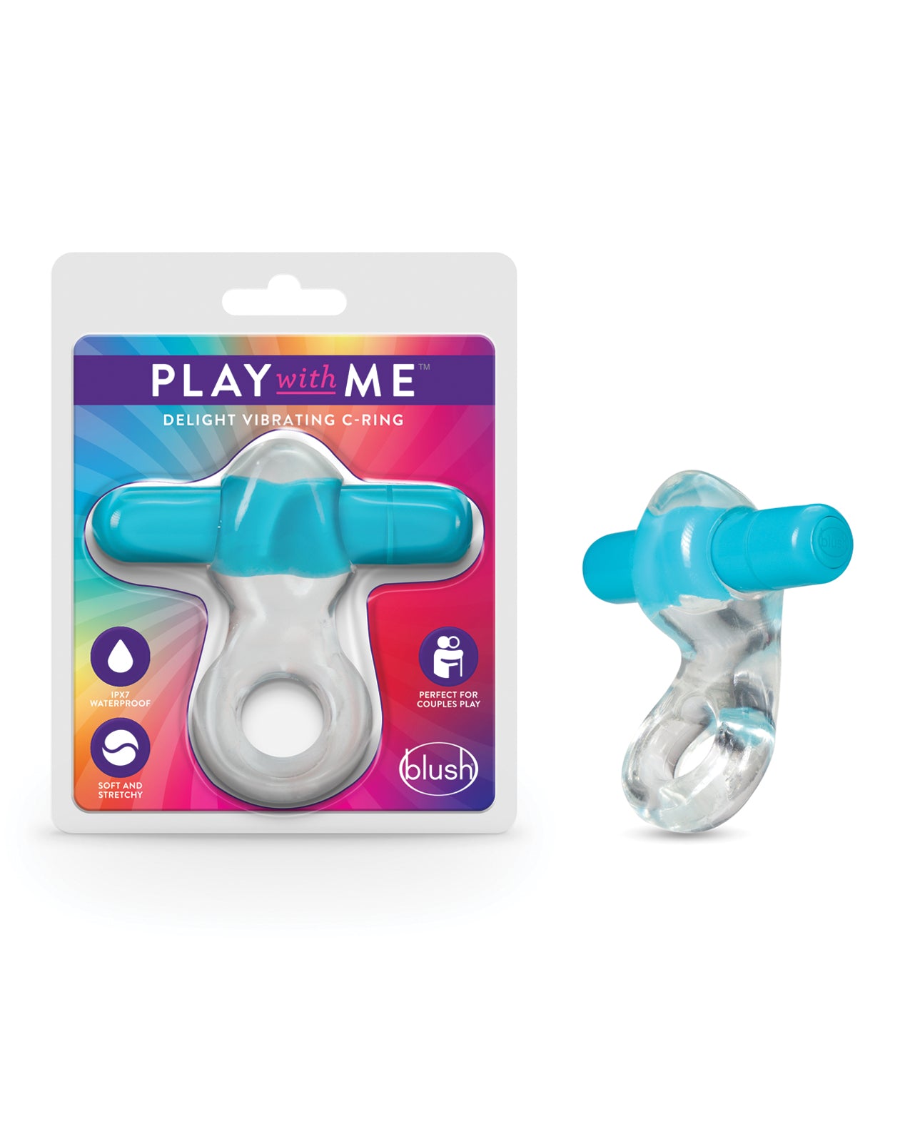 Blush Novelties BL-74302 Play With Me Delight Vibrating C Ring - Blue