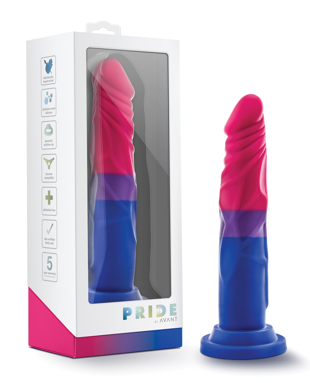 Blush Novelties BL-88267 Avant P8 Pride Dildo, Platinum Silicone