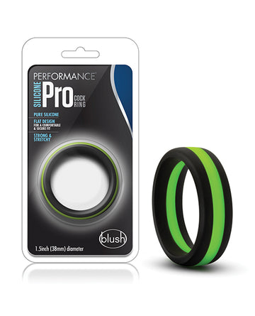 Blush Novelties BL-91122 Performance Silicone Cock Ring, Black/Green