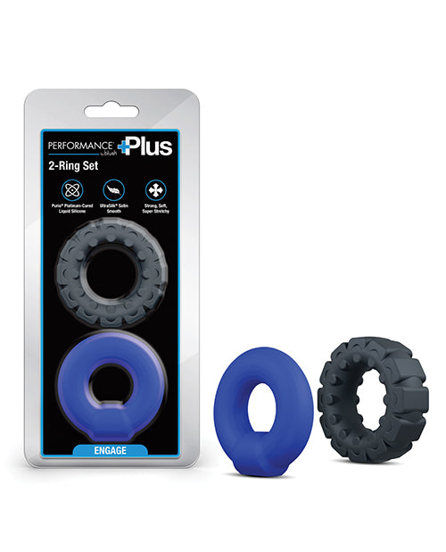 Blush Novelties BL-92002 Performance Plus Engage Set, 2pc Silicone, Black/Blue